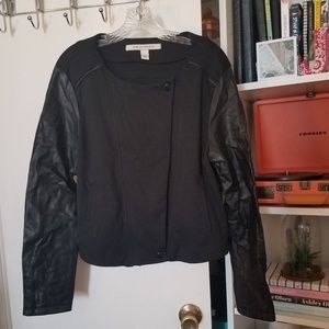 Jones New York faux leather cloth moto jacket